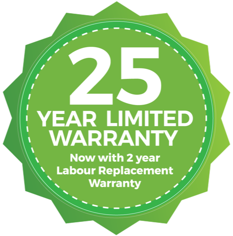 Green 25 year warranty and 2 years labour